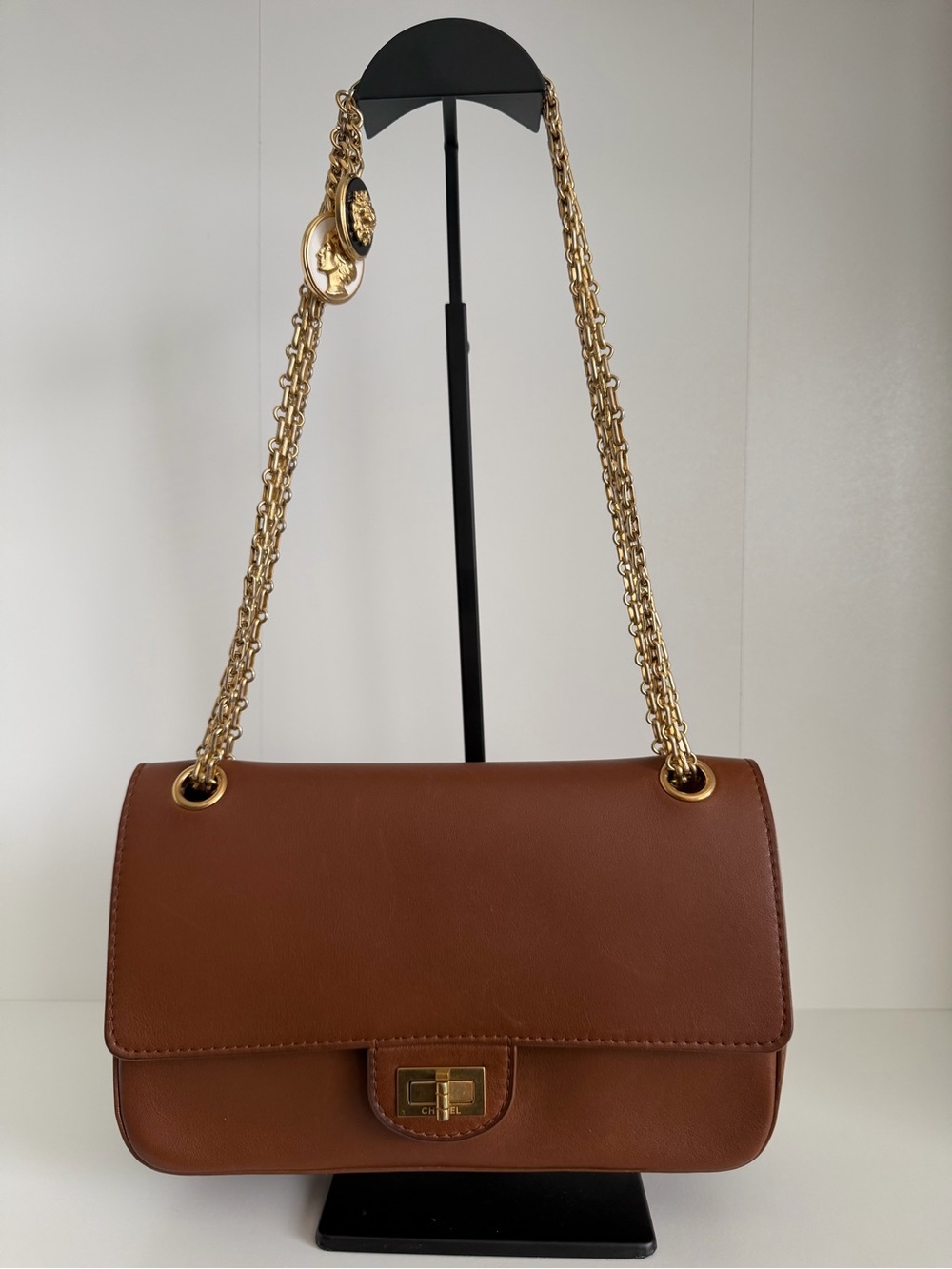CHANEL Paris to Rome Reissue Brown Leather Shoulder Bag with Gold Chain